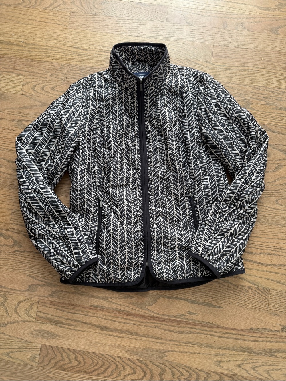 Lands' End Black & White Print Zip Jacket